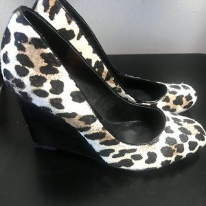 Leopard Print Wedged Heeled